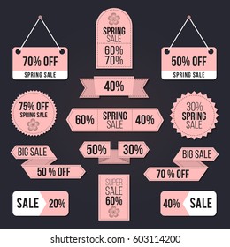 Spring sale tag set for commercial and private use and mainly for the holiday clearance sale period