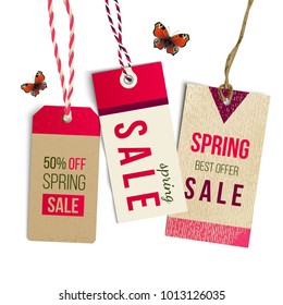 Ilustración vectorial de etiquetas de venta de primavera.
