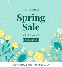 Spring Sale Template. A fresh and modern design perfect for promoting seasonal discounts and special offers during the springtime.