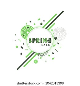 Spring sale. Trendy presentation design with green vector elements