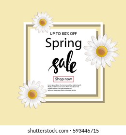 Spring sale typographic poster. Vector illustration.