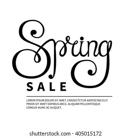 "Spring Sale" Typography Hand Written Unique Design. Vector Promotion Template.