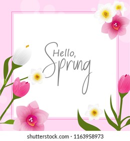 Spring Sale Vector background with beautiful flower for banner, flyer, Invitation, poster, brochure, discount, sale