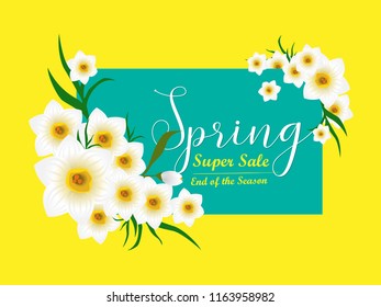 Spring Sale Vector background with beautiful flower for banner, flyer, Invitation, poster, brochure, discount, sale