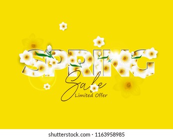Spring Sale Vector background with beautiful flower for banner, flyer, Invitation, poster, brochure, discount, sale