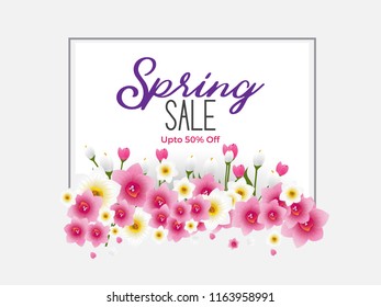 Spring Sale Vector background with beautiful flower for banner, flyer, Invitation, poster, brochure, discount, sale