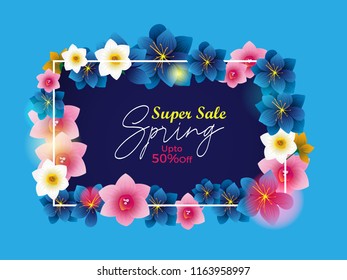 Spring Sale Vector background with beautiful flower for banner, flyer, Invitation, poster, brochure, discount, sale