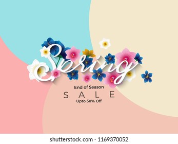 Spring Sale Vector background with beautiful flower for banner, flyer, Invitation, poster, brochure, discount, sale
