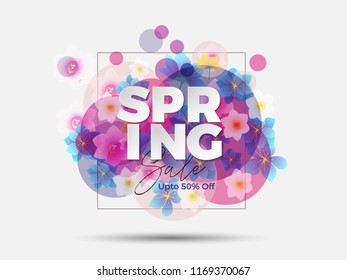 Spring Sale Vector background with beautiful flower for banner, flyer, Invitation, poster, brochure, discount, sale
