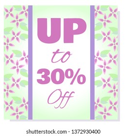 Spring Sale vector banner. Badge blooming lilac flowers, frames for Spring sale. Design template poster for hotel, beauty salon, spa, restaurant, club. Voucher spring discount for social media, blog