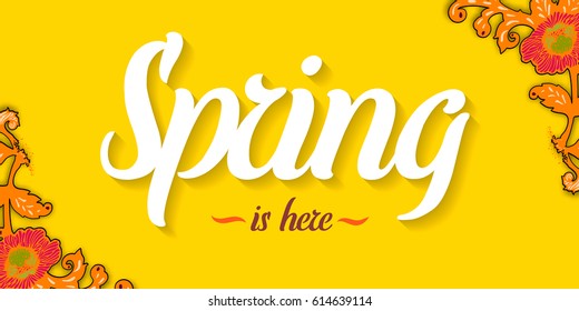 Spring sale vector banner design with flowers.