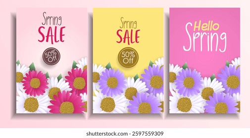 Spring sale vector banner set