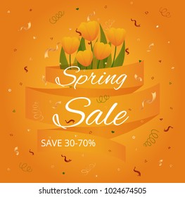 Spring sale. Vector card.
