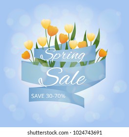 Spring sale. Vector card.
