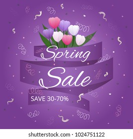 Spring sale. Vector card.