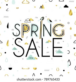 Spring sale. Vector illustration with cute decorative pattern.