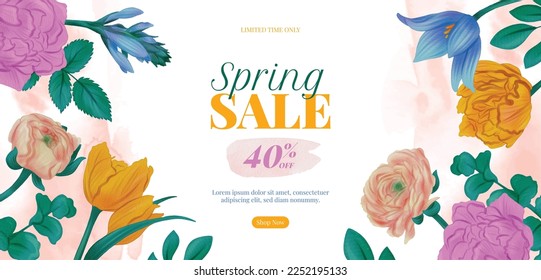 Diseño de ilustración vectorial de venta de primavera.