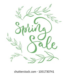 Spring sale! vector illustration. Hand lettering for inspirational poster, card etc. 