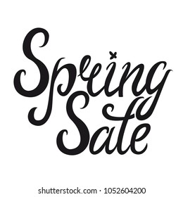 Spring sale vector lettering. Spring sale vector calligraphy for poster design