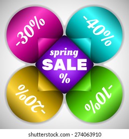 Spring sale vector object in flower shape for shop advertising. Editable vector with several layers. Eps 10