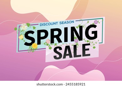 spring sale word text concept icon logo sign symbol vector note mega shopping style for use landing page, template, social media, web, mobile app, poster, banner, flyer, background, gift card, coupon
