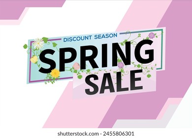 venta de primavera concepto de texto de la palabra símbolo del logotipo símbolo de la nota de Vector mega shopping style para el uso landing page, Plantilla, redes sociales, Web, App móvil, póster, Anuncio, flyer, fondo, Tarjeta de regalo, Cupón
