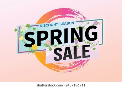 spring sale word text concept icon logo sign symbol vector note mega shopping style for use landing page, template, social media, web, mobile app, poster, banner, flyer, background, gift card, coupon
