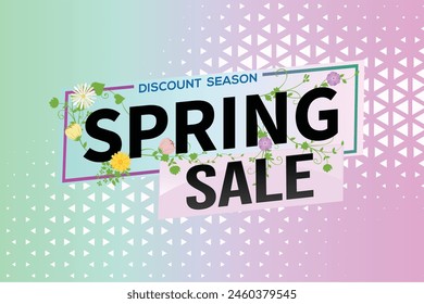 spring sale word text concept icon logo sign symbol vector note mega shopping style for use landing page, template, social media, web, mobile app, poster, banner, flyer, background, gift card, coupon
