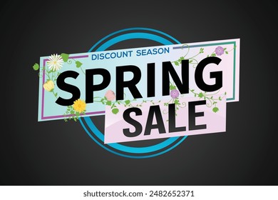 spring sale word text concept icon logo sign symbol vector note mega shopping style for use landing page, template, social media, web, mobile app, poster, banner, flyer, background, gift card, coupon
