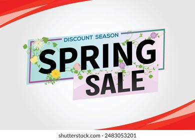 spring sale word text concept icon logo sign symbol vector note mega shopping style for use landing page, template, social media, web, mobile app, poster, banner, flyer, background, gift card, coupon

