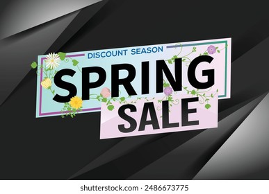spring sale word text concept icon logo sign symbol vector note mega shopping style for use landing page, template, social media, web, mobile app, poster, banner, flyer, background, gift card, coupon
