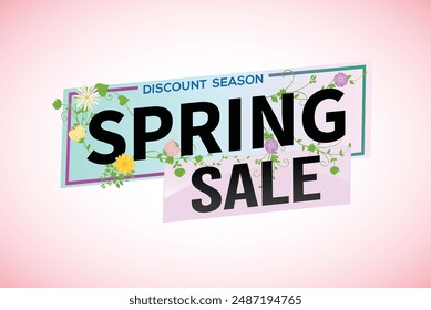 spring sale word text concept icon logo sign symbol vector note mega shopping style for use landing page, template, social media, web, mobile app, poster, banner, flyer, background, gift card, coupon
