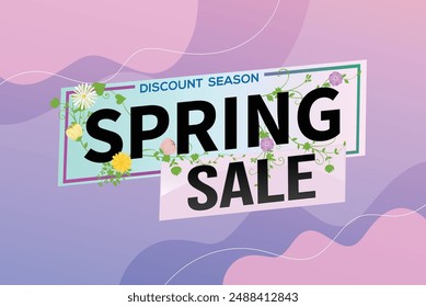 venta de primavera concepto de texto de la palabra símbolo del logotipo símbolo de la nota de Vector mega shopping style para el uso landing page, Plantilla, redes sociales, Web, App móvil, póster, Anuncio, flyer, fondo, Tarjeta de regalo, Cupón
