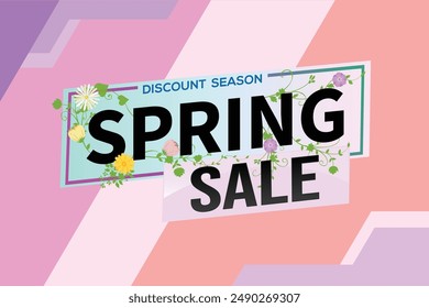 venta de primavera concepto de texto de la palabra símbolo del logotipo símbolo de la nota de Vector mega shopping style para el uso landing page, Plantilla, redes sociales, Web, App móvil, póster, Anuncio, flyer, fondo, Tarjeta de regalo, Cupón
