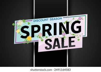 spring sale word text concept icon logo sign symbol vector note mega shopping style for use landing page, template, social media, web, mobile app, poster, banner, flyer, background, gift card, coupon
