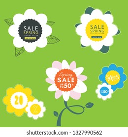 Spring sales cute flowers - Vector Illustration EPS10 - Vector