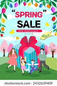Spring sales and harmonious family image for spring