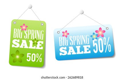 Spring sales labels for web or print or shop window decoration. Can be used as price tags.