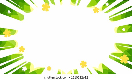 spring sales manga starbust flash vector background panel in green with yellow and white flower symbols