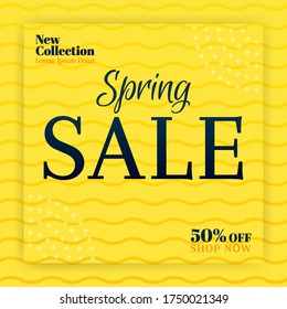 Spring sales for new collection fashion. Banner and social media ads promotions. Can be used for online media, brochure, flyer, wall advertisement, poster, website media promotion, billboard, apps ads