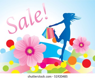 spring sales woman vector