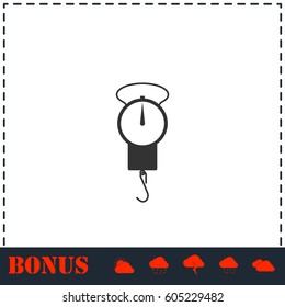 Spring scale icon flat. Simple vector symbol and bonus icon