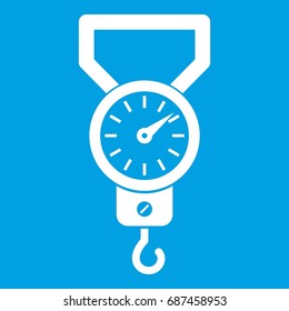 Spring scale icon white isolated on blue background vector illustration