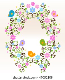 spring scene, vintage style design