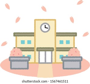 spring school Japan vector illustration