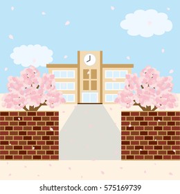 Spring school landscape.