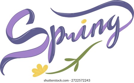 Ilustración floral de letras de guion de primavera
