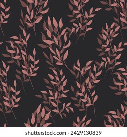 Patrón de color sin costuras de primavera con muelles. Ilustración de stock de vectores para tela, textil, papel pintado, carteles, papel. Estampado de moda. Rama con hojas. Estilo Doodle.