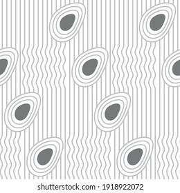 Spring seamless geometric pattern depicting a Japanese garden of stones, lines, sand. Vector design for web banner, business presentation, brand package, fabric, print, wallpaper, postcard.