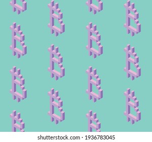 Spring seamless geometric pattern depicting bitcoin, cryptocurrency sign. Vector design for web banner, business presentation, brand package, fabric, print, wallpaper, postcard.